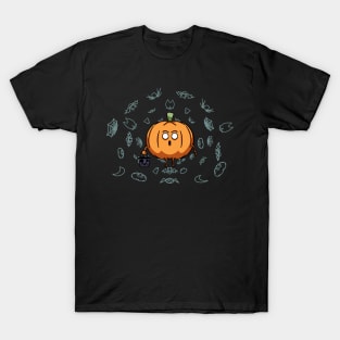 Spooked Pumpkin On A Full Moon. T-Shirt